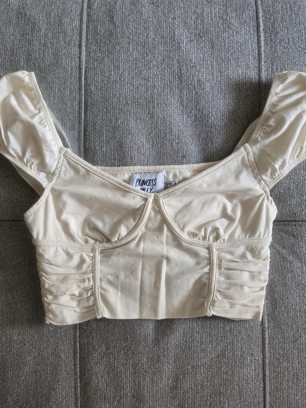 Princess Polly Cream Ruched Sweetheart Crop Bustier Top